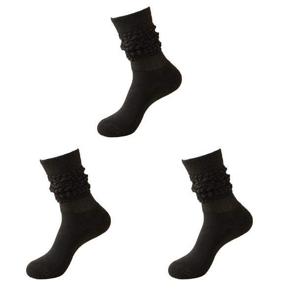 Socks for Women 3 Pairs Slouch Scrunch Long High Tube Socks Stretchable Knee High Socks Thick Winter Warm Cozy Casual Fun Socks for Women