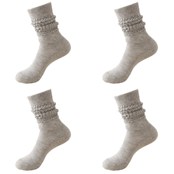 Socks for Women 4 Pairs Slouch Scrunch Long High Tube Socks Stretchable Knee High Socks Thick Winter Warm Cozy Casual Fun Socks for Women