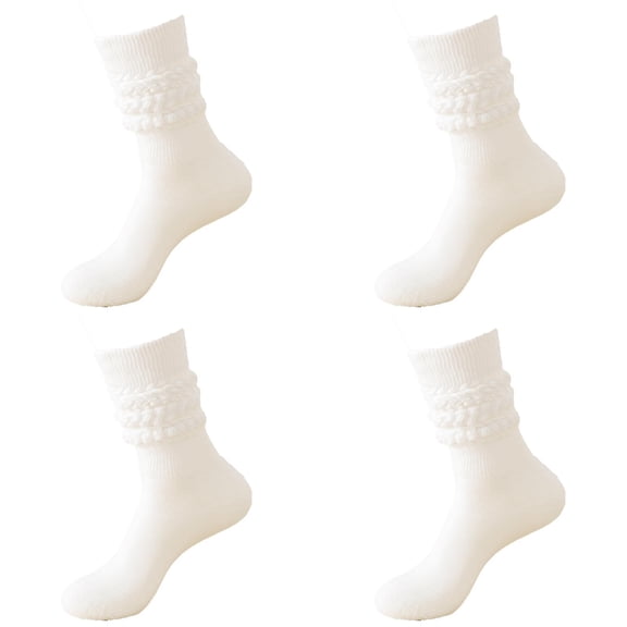 Socks for Women 4 Pairs Slouch Scrunch Long High Tube Socks Stretchable Knee High Socks Thick Winter Warm Cozy Casual Fun Socks for Women
