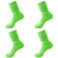 thumbnail image 1 of Socks for Women 4 Pairs Slouch Scrunch Long High Tube Socks Stretchable Knee High Socks Thick Winter Warm Cozy Casual Fun Socks for Women, 1 of 3