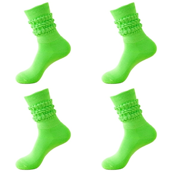 Socks for Women 4 Pairs Slouch Scrunch Long High Tube Socks Stretchable Knee High Socks Thick Winter Warm Cozy Casual Fun Socks for Women