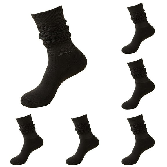 Socks for Women 5 Pairs Slouch Scrunch Long High Tube Socks Stretchable Knee High Socks Thick Winter Warm Cozy Casual Fun Socks for Women