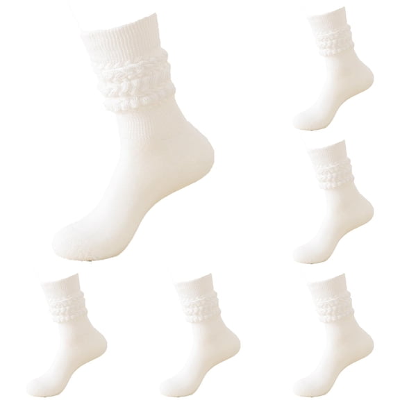 Socks for Women 5 Pairs Slouch Scrunch Long High Tube Socks Stretchable Knee High Socks Thick Winter Warm Cozy Casual Fun Socks for Women