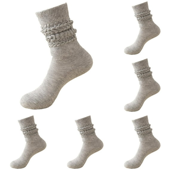 Socks for Women 5 Pairs Slouch Scrunch Long High Tube Socks Stretchable Knee High Socks Thick Winter Warm Cozy Casual Fun Socks for Women