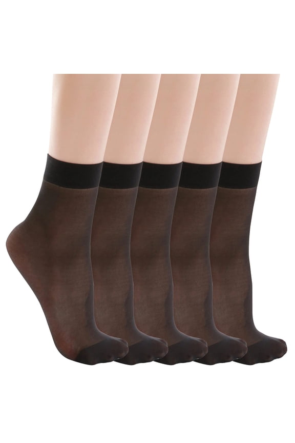 Socks for Women 5 Pairs Solid Sexy Perspective Socks, Breathable Invisible Mid Tube