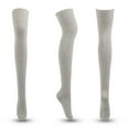 thumbnail image 1 of Socks for Women Ankle New Fall Winter Women Striped Solid Color Cotton Knit Over-the-Knee Stockings Style B-57 Gray One Size, 1 of 2