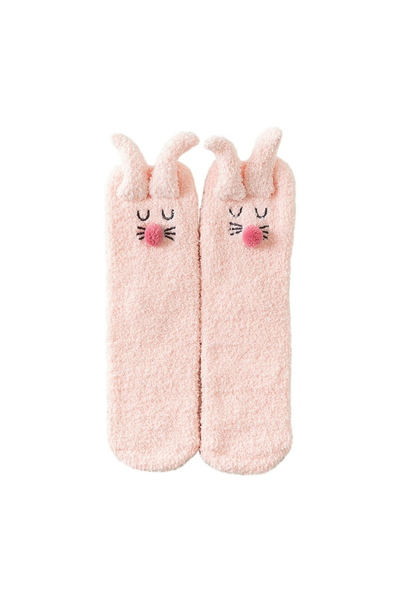 Socks for Women Causal Solid Winter Warm Leg Warmers Coral Fleece Crochet Socks