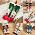 thumbnail image 1 of Socks for Women Christmas Winter Warm Fluffy Cute Long Socks Funny Xmas Gift Holiday Cozy Soft Merry Christmas Christmas Socks Dark Blue One Size, 1 of 4