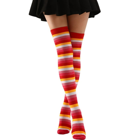 Socks for Women Colorful Vibrant Rainbow Over The Knee Sock Slim Thigh High Socks Fall Fun Socks for Women