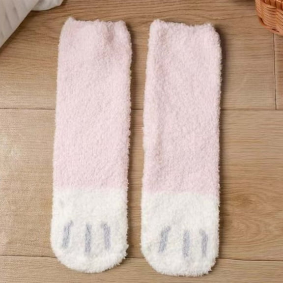 Socks for Women Cotton Thick New Women's Thick Warm Wool Socks Floor Sleep Socks Mid-Tube Socks Style B-2 Pinky One Size