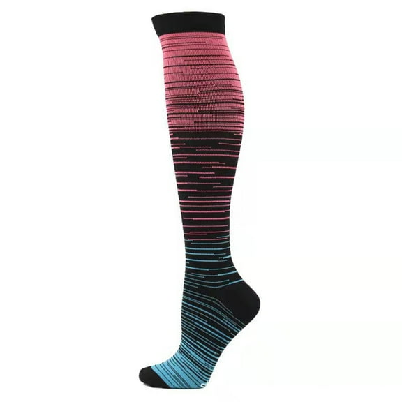 Socks for Women Cotton Thin New Men Women Color Pattern Gradation Colour Mixture Nylon Crew Socks Style B-69 Sky Blue L