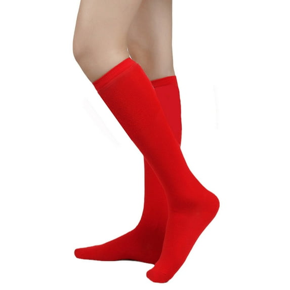 Socks for Women Cotton Thin New Women's Fashion Soft Solid Color Knee High Socks Style B-44 Red One Size