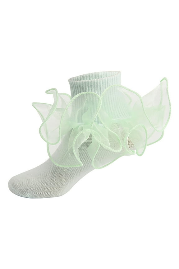 Socks for Women FCLoft Children's Dance Ankle Socks Big Ruffle Double Lace Cotton Turn Cuff Frilly Socks