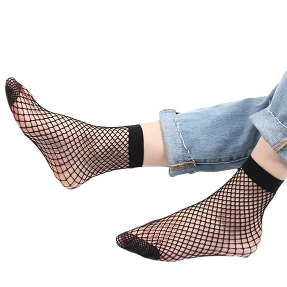 Socks for Women Fashion Glitter Solid Fishnet Sock Transparent Elastic Sheer Ankle Socks