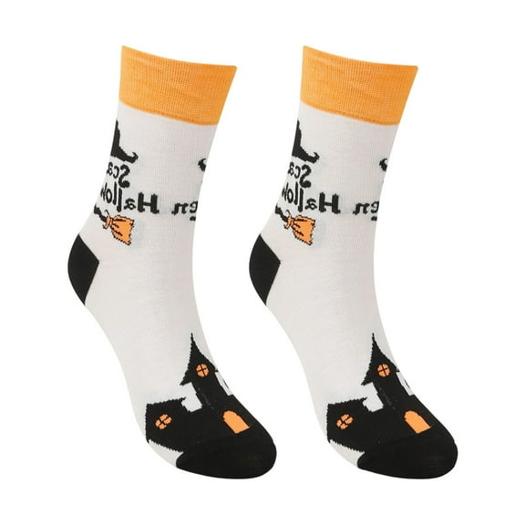 Socks for Women Halloween Pumpkin Novelty Print Crew Socks Mid Calf Length Casual Party Fall Cute Socks for Women