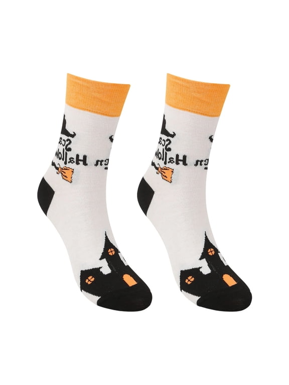 Socks for Women Halloween Pumpkin Novelty Print Crew Socks Mid Calf Length Casual Party Fall Cute Socks for Women