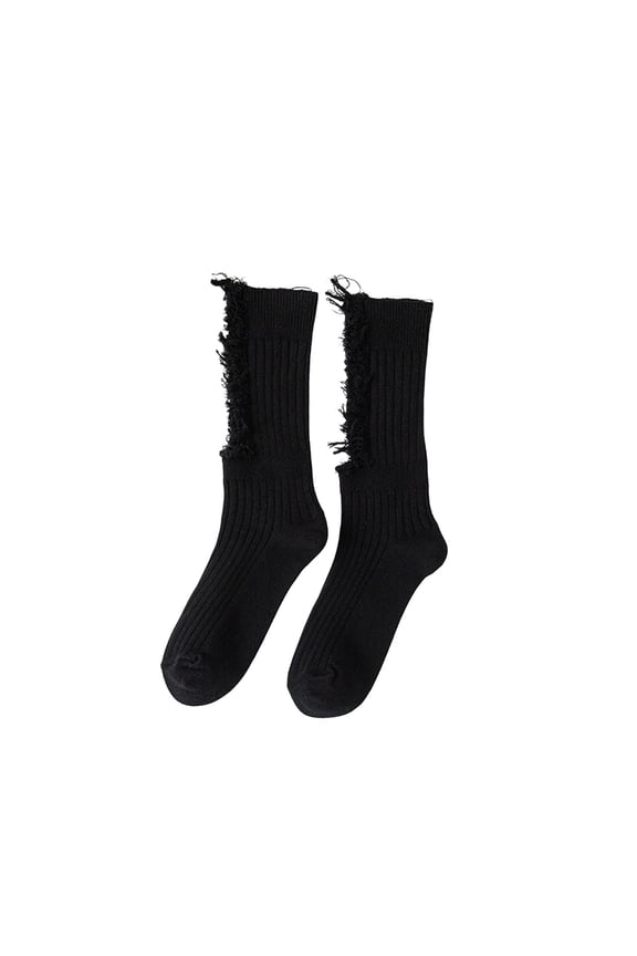 Socks for Women Men Circulation Ribbed Knit Fluorescent Solid Ripped Hole Crew Hosiery for Skateboard Styling Socks