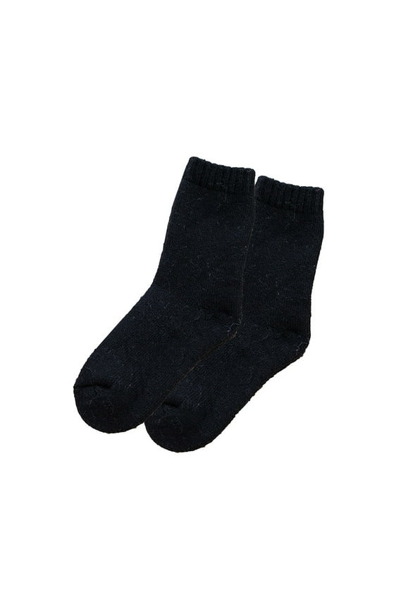 Socks for Women Men LSQii Extra Thick Proof Knit Solid Color Crew Socks Casual Soft Cozy Cotton Mid Calf Everyday Wear New 2026 Black