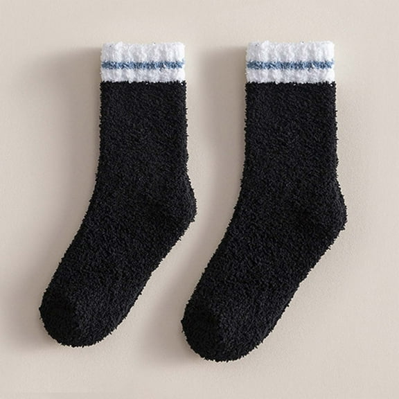 Socks for Women New Women's Thick Warm Wool Socks Floor Sleep Socks Mid-Tube Socks Style B-31 Black One Size