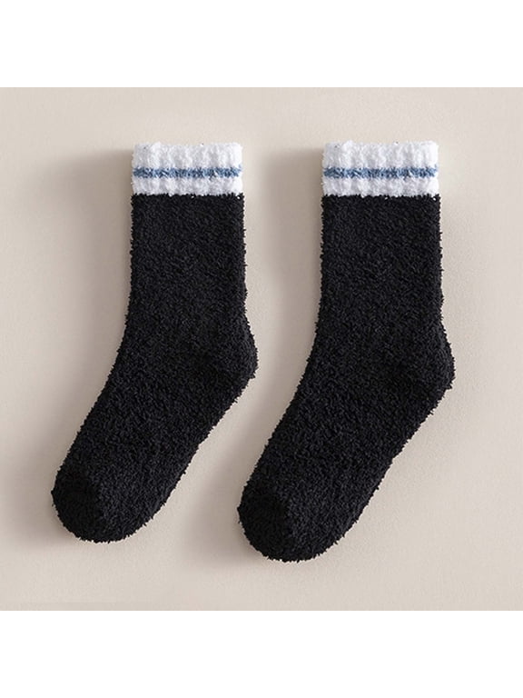 Socks for Women New Women's Thick Warm Wool Socks Floor Sleep Socks Mid-Tube Socks Style B-31 Black One Size