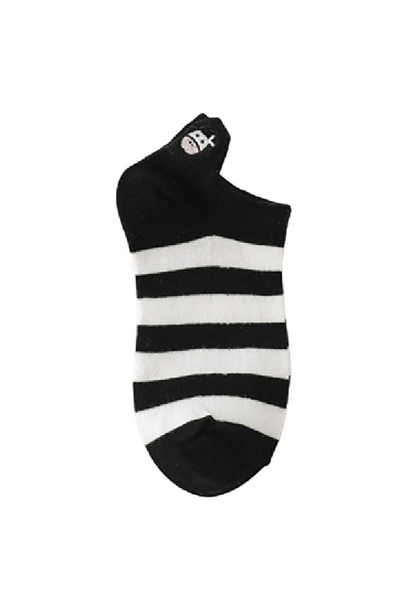 Socks for Women Short Fuzzy Ankle Socks, Cow Pattern Breathable Cotton Embroidery Socks