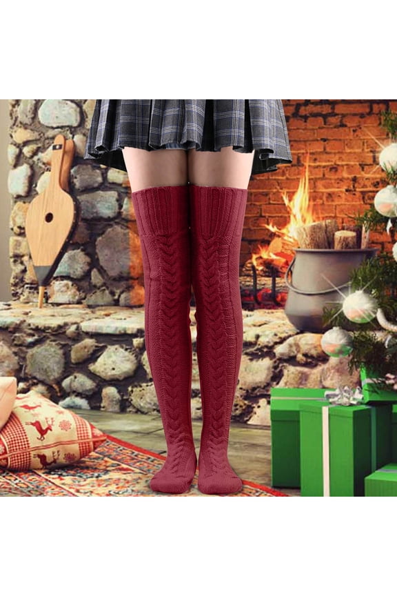 Socks for Women Solid Color Thick Coil Terry Thermal Terry Knitting Knee High Socks for Multi-scene Indoor Outdoor Winter