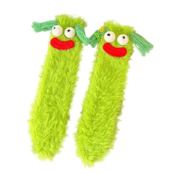 Women Cute Big Eyes Plush Socks Thick Warm Winter Mid Tube Socks