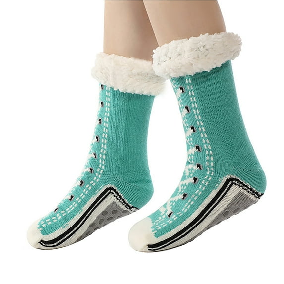 Socks for Women Thick Fleece Lined Slipper with Funny Sneaker Pattern