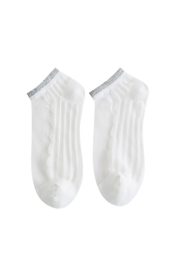 Socks for Women,Women Summer Socks Tulle Pearl Transparent Lace Elastic Ultra Thin Silk Stockings Short Nylon Socks,Womens Socks,White,One Size