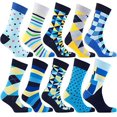 thumbnail image 1 of Socks n Socks - Men's 10-pairs Luxury Cotton Cool Funky Colorful Patterned Fashion Polka Dot Designer Stripe Fun Argyle Dress Socks with Gift Box, 1 of 3