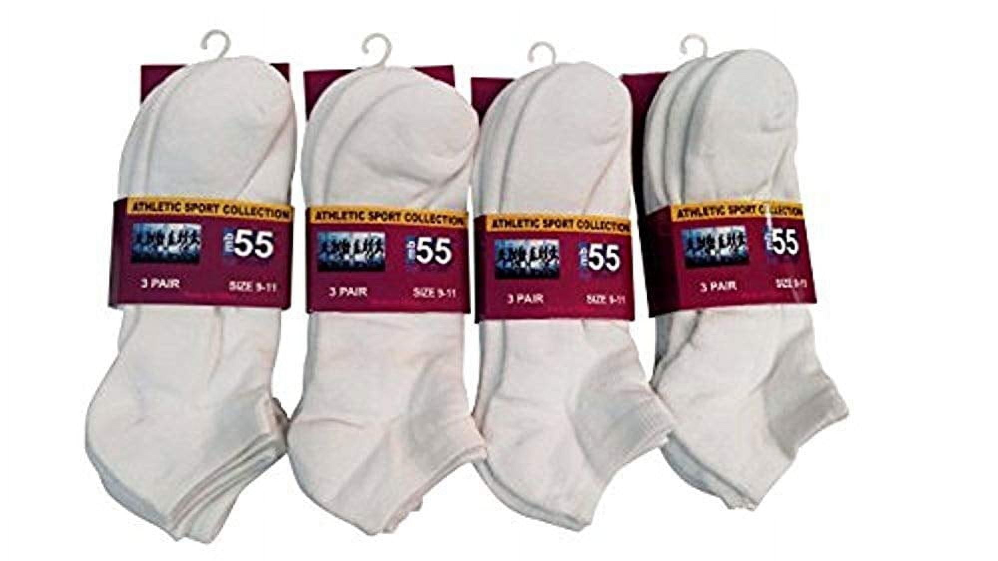 Socks'nBulk 12 Pairs Womens Athletic White Low Cut Cotton Sport Ankle Socks, 9-11