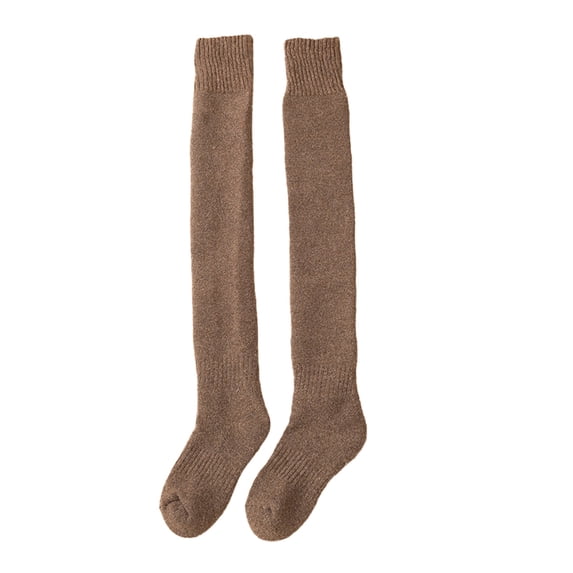 SocksThickened Warm Wool Over Knee Socks Stockings For Wool Circle Solid Colour Autumn Winter High Wool Thigh Socks With FleeceSocks For Women