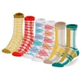 thumbnail image 1 of Socksmile Women's Ladies Value Classic Casual Cotton Crew Socks 6 Pairs 9-11 (Argyle Checker), 1 of 8