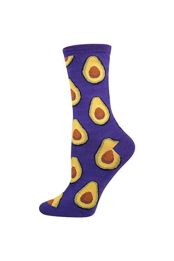 Womens' Novelty Crew Socks "Avocado" (Grape)
