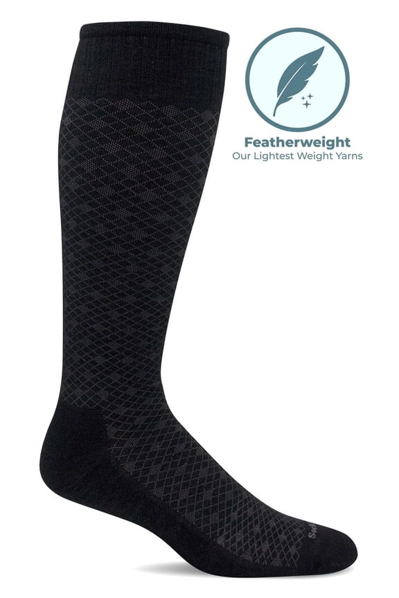 Men's Featherweight No Cushion Compression Socks L/XL Black Multi