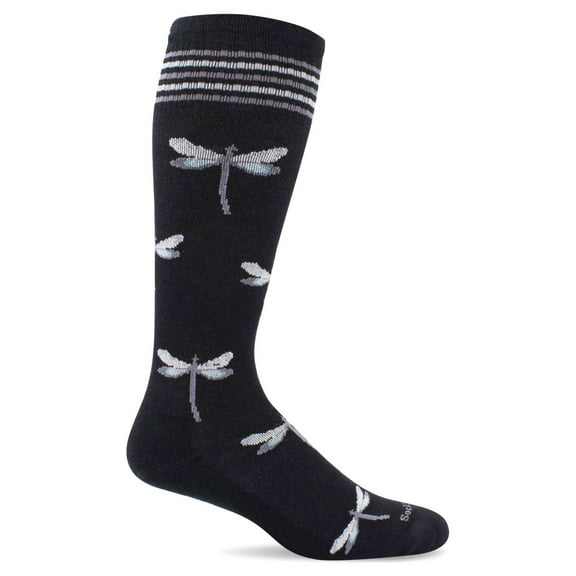 Sockwell Women's Dragonfly Moderate Graduated Compression Socks Small/Medium Black Lavender