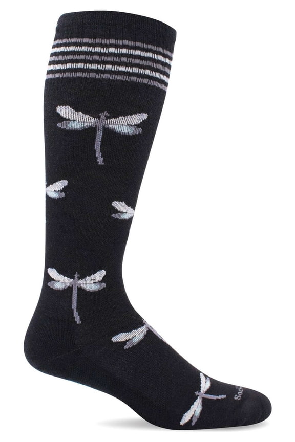 Women's Dragonfly Moderate Graduated Compression Socks Small/Medium Black Lavender