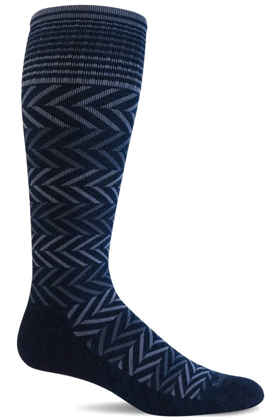 Women's Chevron Moderate Graduated Compression Socks Small-Medium Navy