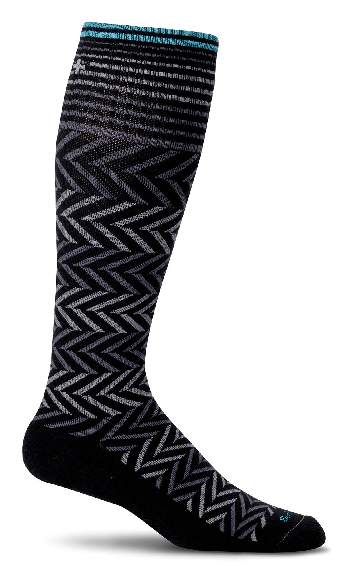 SOCKWELL | Women's Chevron | Moderate Graduated Compression Socks | Medium-Large | Black and Grey