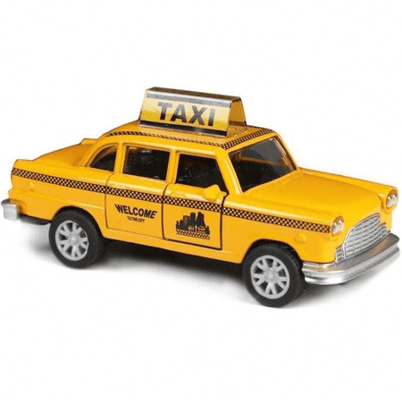 Socobeta Car Model, Pull-back Function Miniature Car with Lights, New York Taxi Simulation Model, Eco-Friendly, for Collection (Taxi A)