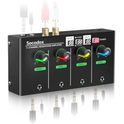 Socodox 4-Channel Headphone Amplifier 3.5mm/6.35mm/RCA Jacks, Metal Headphone Mixer with 8 Headphone Output, Stereo Switch, Mute Function, RGB Light