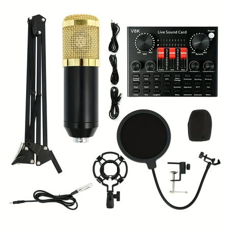 Home Studio Recording Kit Podcast Music Mixer Equipment Condenser Wired Microphone Set