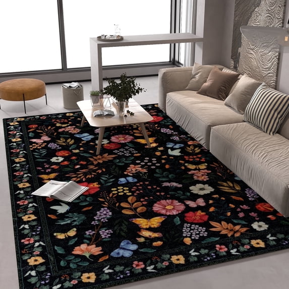 Socofuz 5x7ft Washable Area Rug for Living Room, Non-Slip Low Pile Soft Indoor Carpet for Bedroom Dining Family Room Foyer Apartment Den