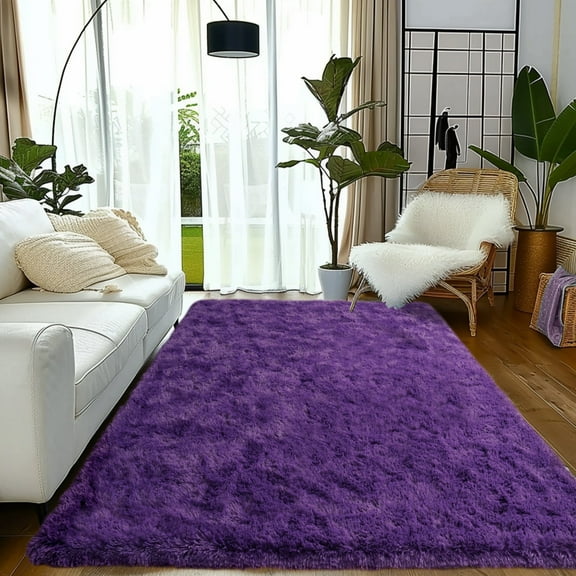 Socofuz 3x5ft Grape Purple Fluffy Rugs, Soft Indoor Modern Carpets Perfect for Kid's Room, Cloakroom