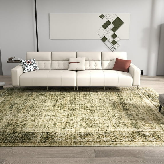 Socofuz 5x7ft Washable Rug for Bedroom, Soft Accent Rugs Vintage Inspired Low Pile Carpet for Living Room Dining Room Bedroom Den