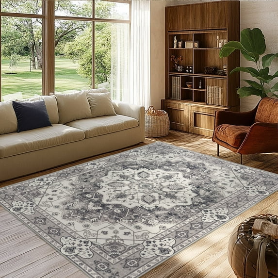 Socofuz 5'x7' Area Rugs for Living Room, Non Slip Washable Vintage Indoor Rug Home Decor Carpets