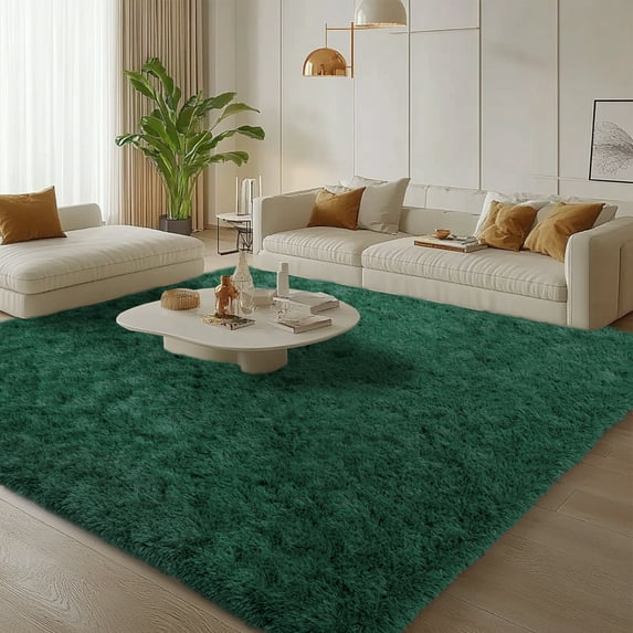 Socofuz 5'x7' Fluffy Rugs for Living Room, Shaggy Carpet for Bedroom Kid's Room Play Room, Green