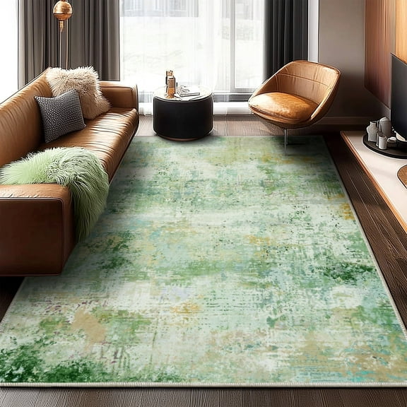 Socofuz 5'x7' Yellow Green Area Rugs for Living Room, Non-Slip Washable Carpet for Bedroom Dinning Room Home Office