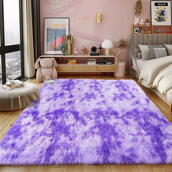 Socofuz 6x9ft Large Purple Fluffy Rug, Super Soft Non-Slip Carpet for Living Room Bedroom Dormitory Kids Room Home Decor