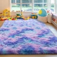 thumbnail image 1 of Socofuz Cute Fluffy Rug, Soft Indoor Modern Carpets for Living Room Bedroom Nursery, 8x10, Tie-dyed Purple Rainbow, 1 of 9